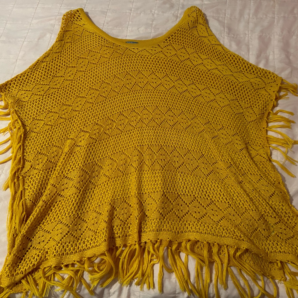 Charlotte Russe mustard pancho size small Y2K